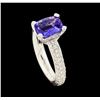 Image 4 : 2.20 ctw Tanzanite and Diamond Ring - 18KT White Gold