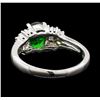 Image 3 : 1.14 ctw Green Garnet and Diamond Ring - 18KT White Gold