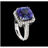 Image 4 : 8.00 ctw Tanzanite and Diamond Ring - 14KT White Gold