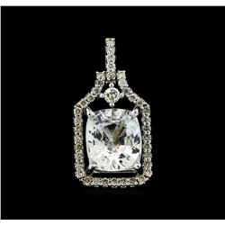 3.78 ctw White Sapphire and Diamond Pendant - 14KT White Gold