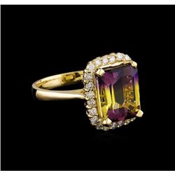 4.23 ctw Ametrine and Diamond Ring - 14KT Yellow Gold