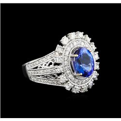 14KT White Gold 1.95 ctw Tanzanite and Diamond Ring