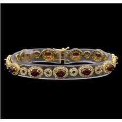 14KT Yellow Gold 6.65 ctw Ruby and Diamond Bracelet