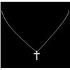 Image 1 : 0.13 ctw Diamond Cross Pendant - 14KT White Gold