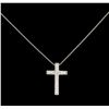 Image 2 : 0.13 ctw Diamond Cross Pendant - 14KT White Gold