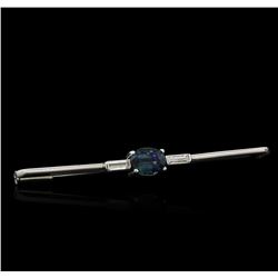 0.66 ctw Blue Sapphire and Diamond Pin - Platinum