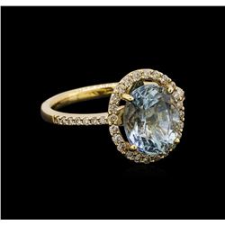 14KT Yellow Gold 2.62 ctw Aquamarine and Diamond Ring