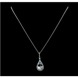 6.54 ctw Aquamarine and Diamond Pendant With Chain - 14KT White Gold