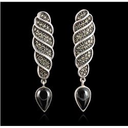 Judith Jack Sterling Silver Onyx & Marcasite Earrings