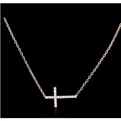 14KT Rose Gold 0.32 ctw Diamond Cross Necklace