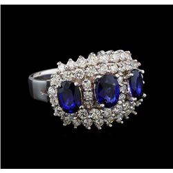 14KT White Gold 2.88 ctw Sapphire and Diamond Ring