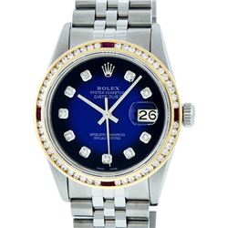 Rolex Stainless Steel Diamond and Ruby DateJust Men's Watch