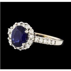 1.29 ctw Sapphire and Diamond Ring - 18KT White Gold