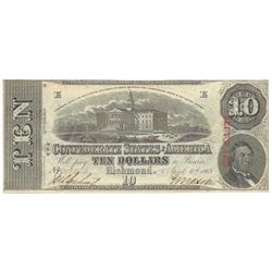 1863 $10 The Confederate States of America Note T-59 CC