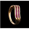 Image 4 : 0.80 ctw Ruby and Diamond Ring - 14KT Rose Gold