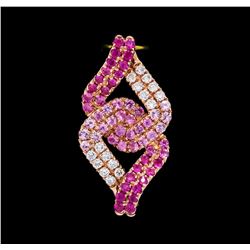 1.00 ctw Pink Sapphire and Diamond Pendant - 14KT Rose Gold