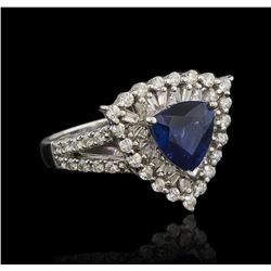 2.14 ctw Sapphire and Diamond Ring - 14KT White Gold