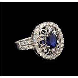 1.08 ctw Sapphire and Diamond Ring - 14KT White Gold