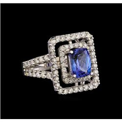 14KT White Gold 2.19 ctw Tanzanite and Diamond Ring