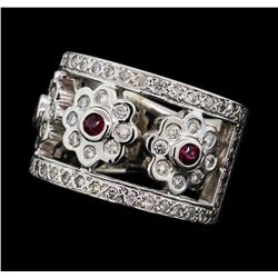 0.95 ctw Diamond and Ruby Band - 14KT White Gold