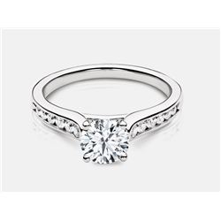 Cubic Zirconia and Diamond Ring - 18KT White Gold