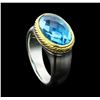 Image 4 : David Yurman Oval Blue Topaz Ring - Sterling Silver and 18KT Yellow Gold