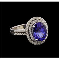 14KT White Gold 3.57 ctw Tanzanite and Diamond Ring