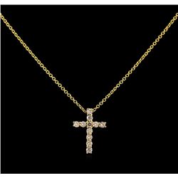 0.34 ctw Diamond Cross Pendant With Chain - 14KT Yellow Gold