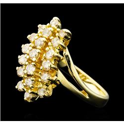 1.00 ctw Diamond 3-Row Ring - 14KT Yellow Gold