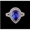 Image 2 : 14KT White Gold 3.89 ctw Tanzanite and Diamond Ring