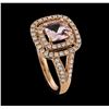 Image 4 : 0.69 ctw Morganite and Diamond Ring - 14KT Rose Gold