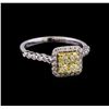 Image 1 : 0.77 ctw Fancy Yellow Diamond Ring - 14KT White and Yellow Gold