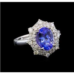 14KT White Gold 3.11 ctw Tanzanite and Diamond Ring