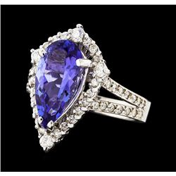 3.13 ctw Tanzanite and Diamond Ring - 14KT White Gold