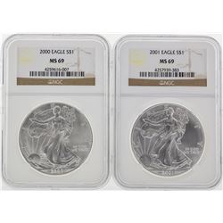 2000-2005 NGC MS69 Silver Eagle Set