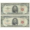 Image 1 : 1963 $5 Fine Red Seal Bill Lot of 2