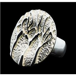 Branch Medallion Ring - Rhodium Plated