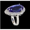 Image 4 : 9.18 ctw Tanzanite and Diamond Ring - 14KT White Gold