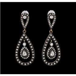 1.21 ctw Diamond Earrings - 14KT Rose With Black Rhodium Gold