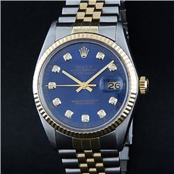 Rolex Two-Tone Blue Diamond DateJust Men's Watch