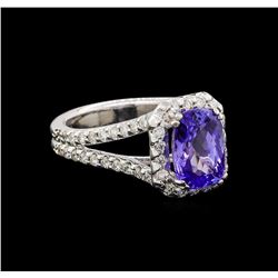 14KT White Gold 2.24 ctw Tanzanite and Diamond Ring