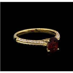 14KT Yellow Gold 0.85 ctw Rubellite and Diamond Ring