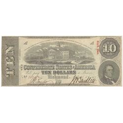 1863 $10 The Confederate States of America Note T-59 CC