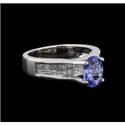 1.31 ctw Tanzanite and Diamond Ring - 18KT White Gold