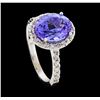 Image 4 : 3.25 ctw Tanzanite and Diamond Ring - 14KT White Gold