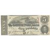 Image 1 : 1863 $5 The Confederate States of America Note T-60 CC