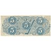 Image 2 : 1863 $5 The Confederate States of America Note T-60 CC