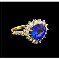 5.39 ctw Tanzanite and Diamond Ring - 14KT Yellow Gold