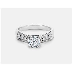 Cubic Zirconia and Diamond Ring - 14KT White Gold