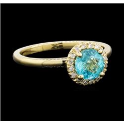 0.82 ctw Apatite and Diamond Ring - 14KT Yellow Gold